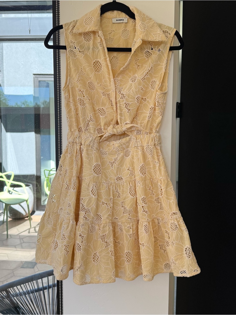 Sandro Floral Embroidery Collared Mini Dress
